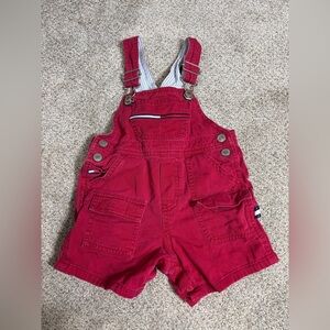 Vintage Tommy Hilfiger Red Denim Overalls Baby 12-18 Months 1999
